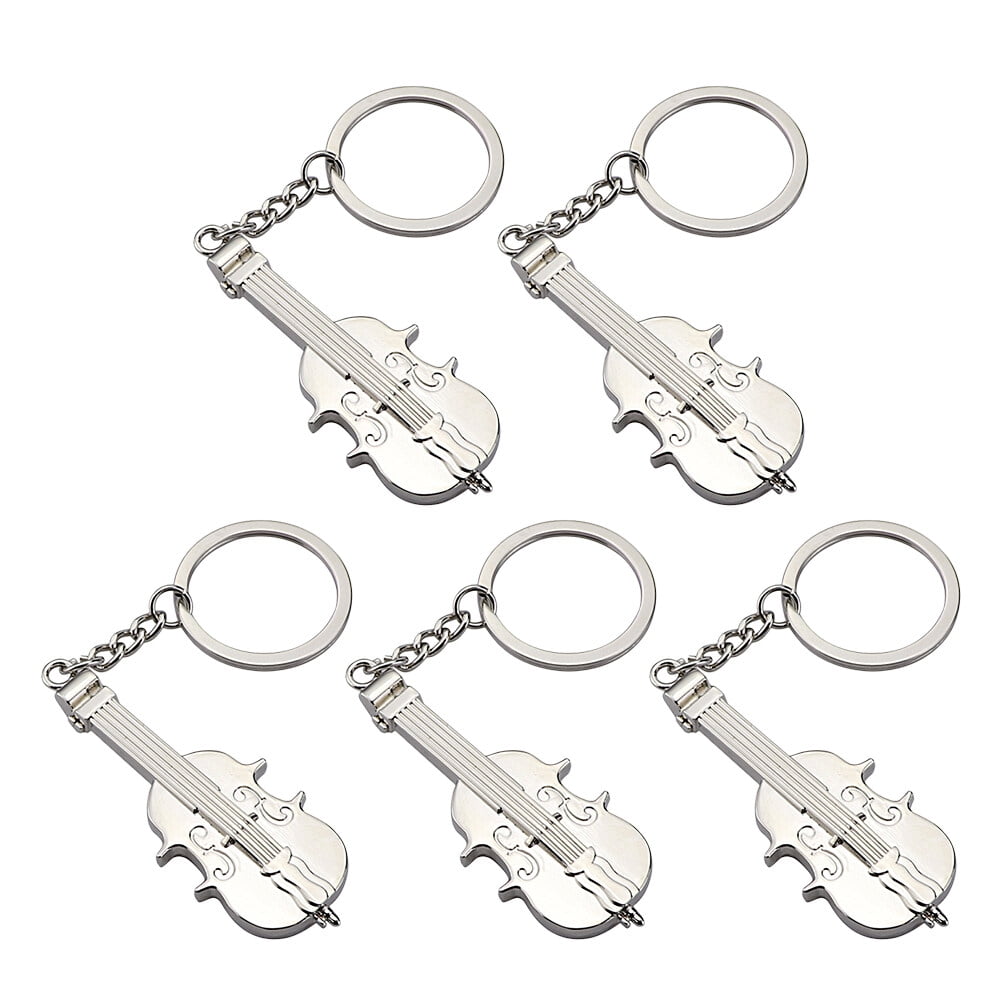 Violin Keychains 5Pcs Violin Shaped Key Ring Pendant Musical Instrument