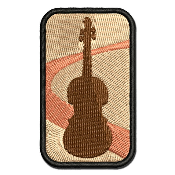 Violin Music Instrument Silhouette Applique Multi-Color Embroidered Hook & Loop Patch - 2.5 Inch Small