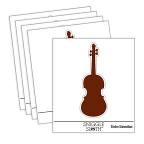 Violin Music Instrument Silhouette Car Window Bumper Water Bottle Phone Tablet Laptop Waterproof Vinyl Decal Sticker Set 5-Pack - Gloss Finish - 2.0"