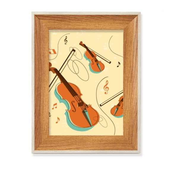 Violin Music Instruments Pattern Desktop Wooden Photo Frame Display Picture Art Painting Multiple Sets