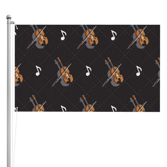 Violin Musical Instrument Music Vintage Double Sided Flag 3x5FT Reversible Garden Flag Outdoor Decor for House, Porch, Lawn, Yard, Indoor Wall, Party Decoration