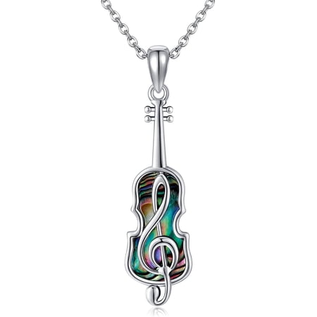 Violin Necklace S925 Sterling Silver Violin Pendant Necklaces Music Jewelry Gifts for Women Mom Wife