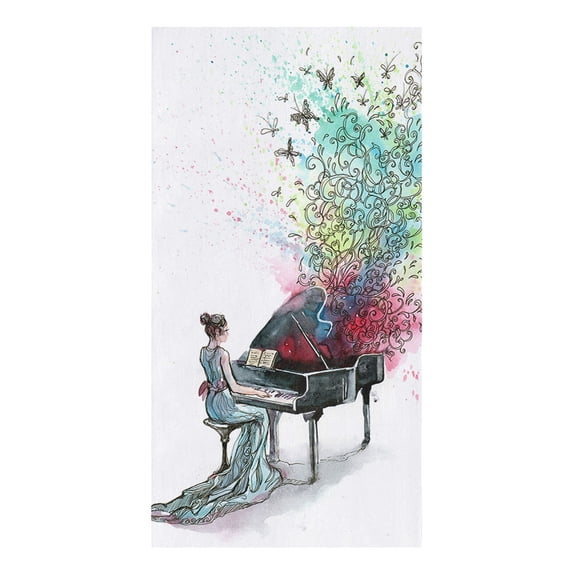 Violin On Sheet Music Microfiber Kitchen Hand Towel Dish Cloth Tableware Household Cleaning Towel Utensils for Kitchen