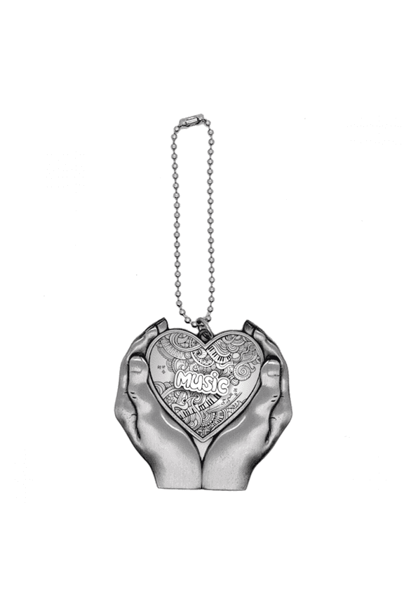 Violin Rock Music Winding Painting Car Keychain Heart Pendant Ornament Charm