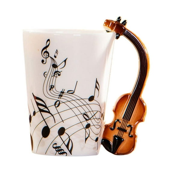 Violin Shaped Coffee Mugs Ceramic Coffee Cups Creative Household Personality Funny Gifts for Friends 2 Styles to Choose