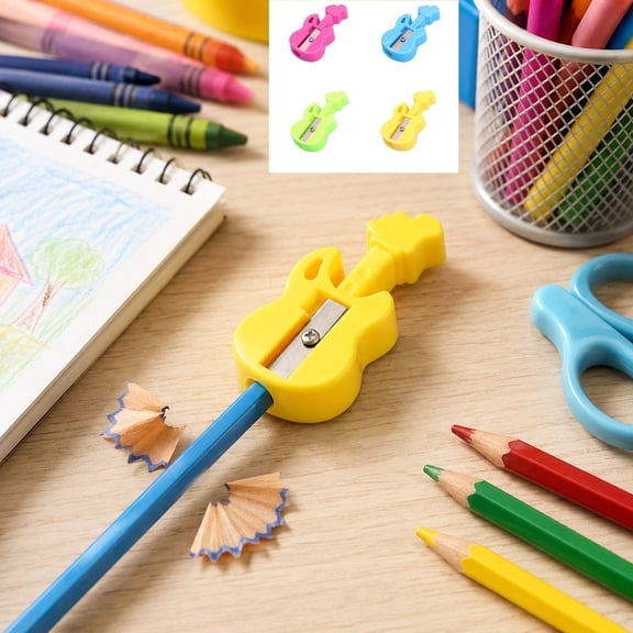 Violin-Shaped Pencil Sharpener | Compact Plastic Handheld Sharpener 2.2x1.1x0.31in | Sharp Metal Blade Pencil Sharpener for Office