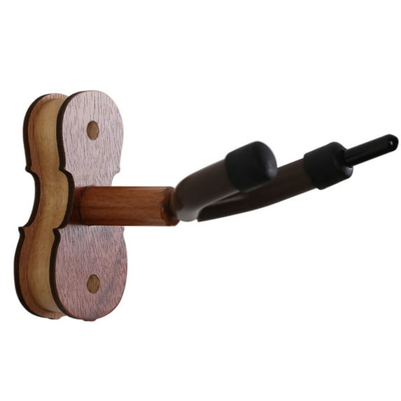 Violin Viola Wall Mount Hanger, One Pack U-Shaped Wall Hanger Mount with Bow Hook, Soft Padding, Violin Storage Hook for Home Studio, Mahogany Color