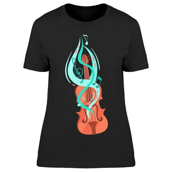 Violin With Musical Notes T-Shirt Women -Image by Shutterstock, Female Small
