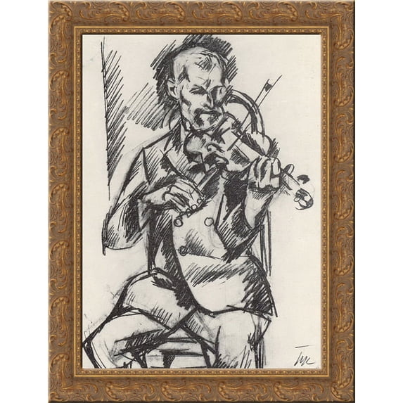 Violinist 24x18 Gold Ornate Wood Framed Canvas Art by Pyotr Konchalovsky