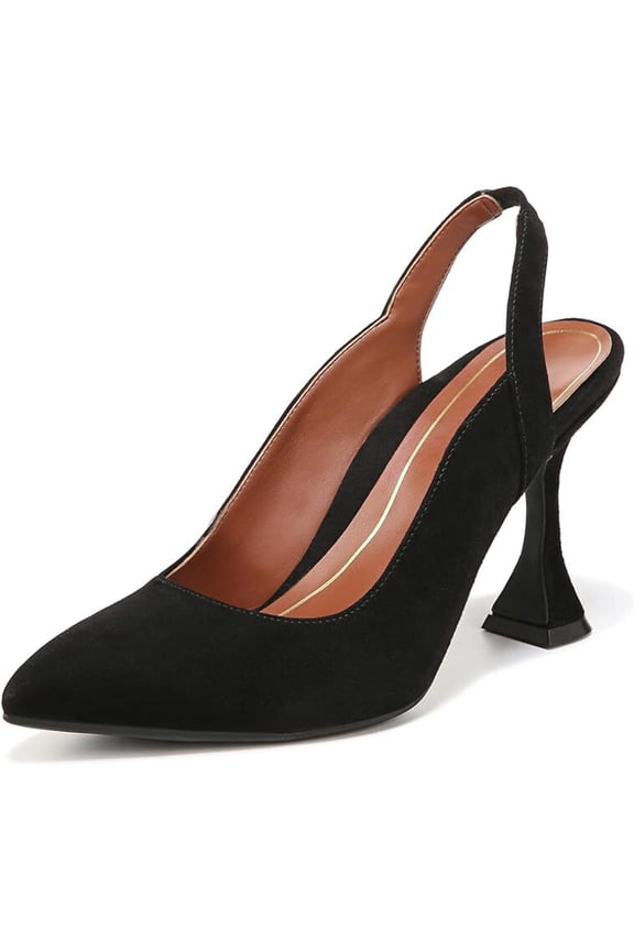 Adalena Women's Slingback Heeled Dress Shoe – Black Suede, Orthotic Comfort  Support