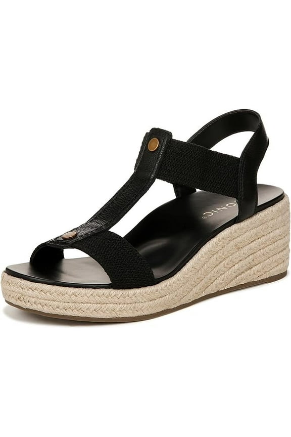 BLACK LEATHER Women's Calera Ankle Straps Heeled Sandals, US 10 M