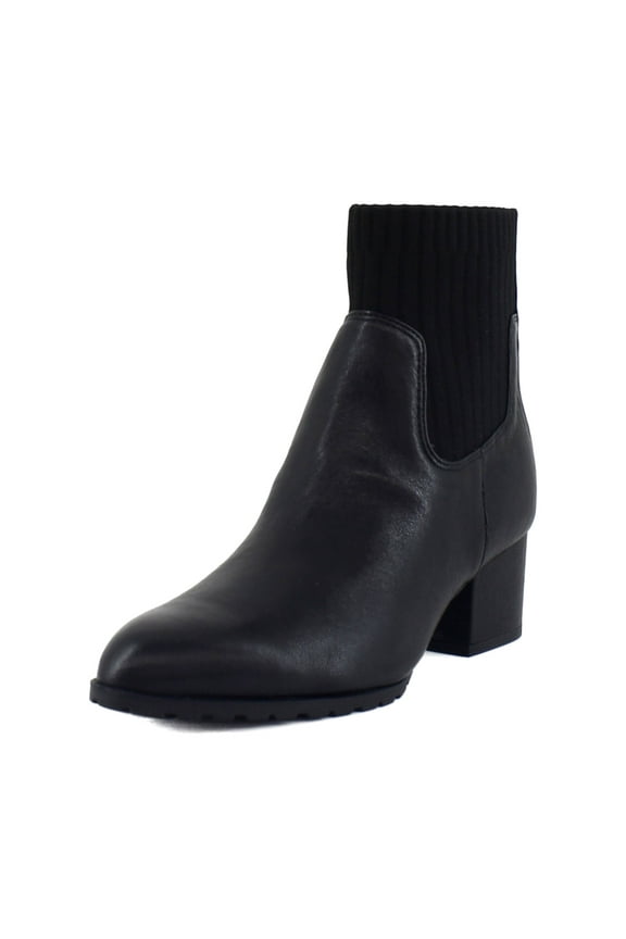 Women's Barstow Heeled Ankle Boot Black Leather 10M