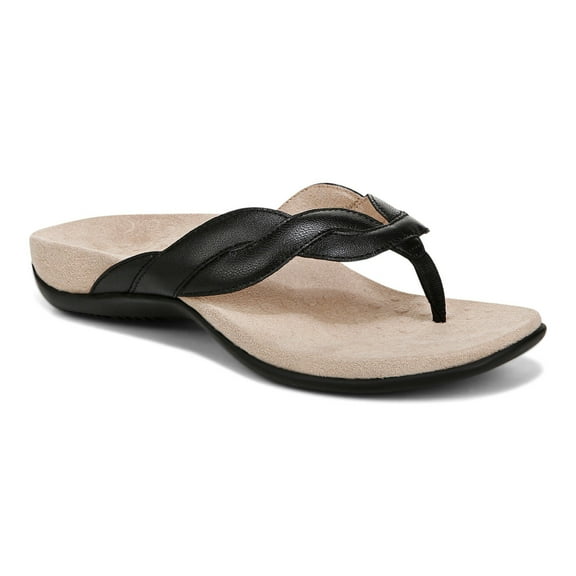 Vionic Women's Bella Braid Flip Flop Sandal Black 10N