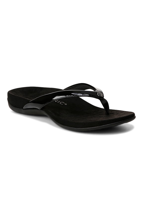Davina Women's Flip Flop Sandal Black Patent 8.5M