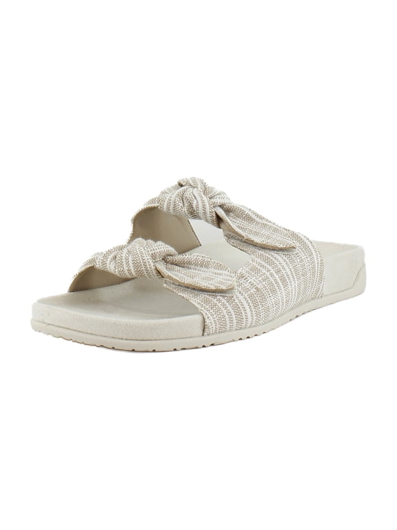 Women's Elara Slide Sandal, Cream Stripe Canvas, 8.5, Medium