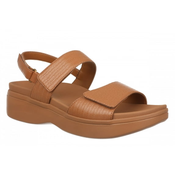 Vionic Women's Fay Adjustable Wedge Sandals Camel Raffia 9M