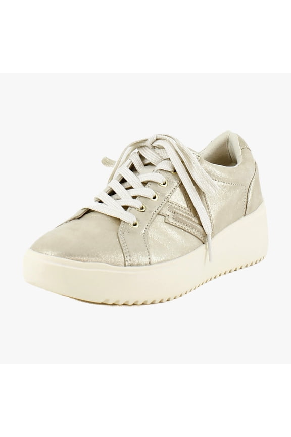 Kearny Laceup Women's Fashion Sneakers Gold Metal Leather Size 9 W