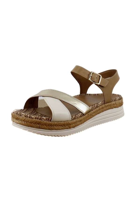 Women's Mar Ankle Straps Heeled Sandal Camel/Gold Leather 5W