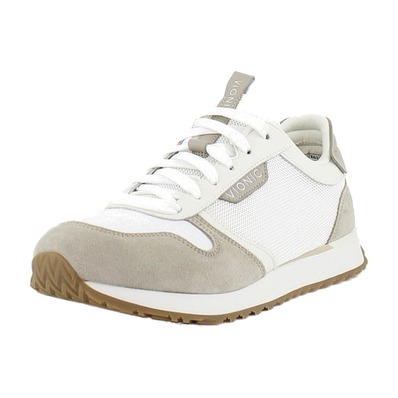 Vionic Monarch Women's Fashion Sneakers White Microfiber/Cobblestone Suede