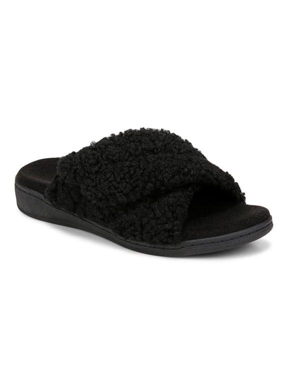Women's Relax II Slipper, Black Shearling, 8, Medium