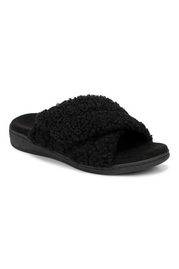 Women's Relax II Slipper, Black Shearling, 8, Medium