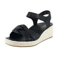 thumbnail image 1 of Vionic Women's Saratoga Espadrille Wedge Sandal Black Leather 11W, 1 of 8