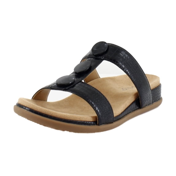 Vionic Women's Serra T-Strap Slip-on Sandal Black 9.5W