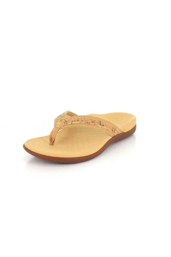 Tide II - Women's Leather Orthotic Sandals - Ortha Gold Cork - 7 Medium