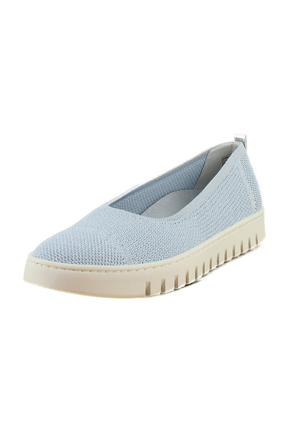 Up Skimmer Women's Flats Blue Mist/Silver Knit Fabric Size 6 M
