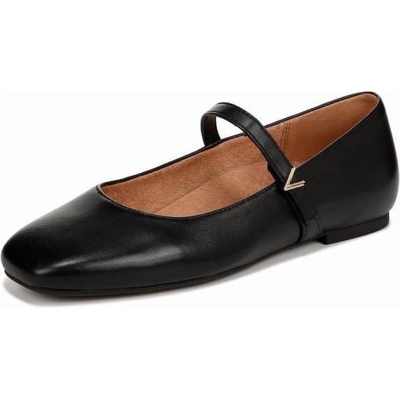 Vionic Women's Alameda Mary Janes Flat Black Leather 6N