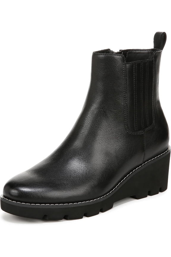 Women’s Aria Wedge Ankle Boot Black Leather 12M