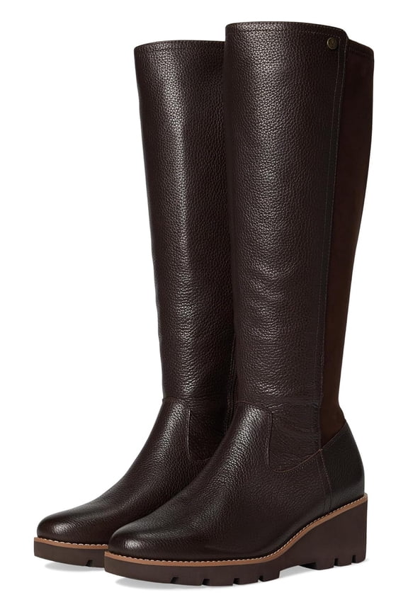 Women's Ashland Knee High Wedge Boot Chocolate Leather 6W
