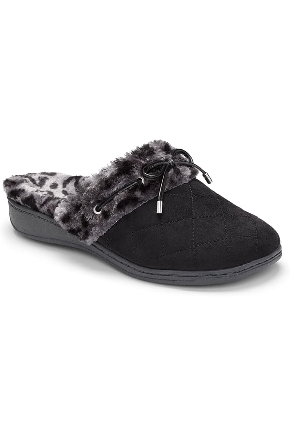 Women's Backless Indulge Pleasant Slipper - Ladies Slip-on Slippers with Concealed Orthotic Arch Support Black 11 M US