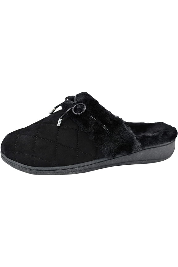 Women's Backless Indulge Pleasant Slipper - Ladies Slip-on Slippers with Concealed Orthotic Arch Support Black/Black 11 M US