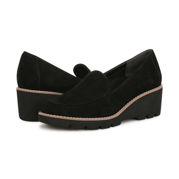 Vionic Women's Black Suede Ava Wedge Loafer 6W
