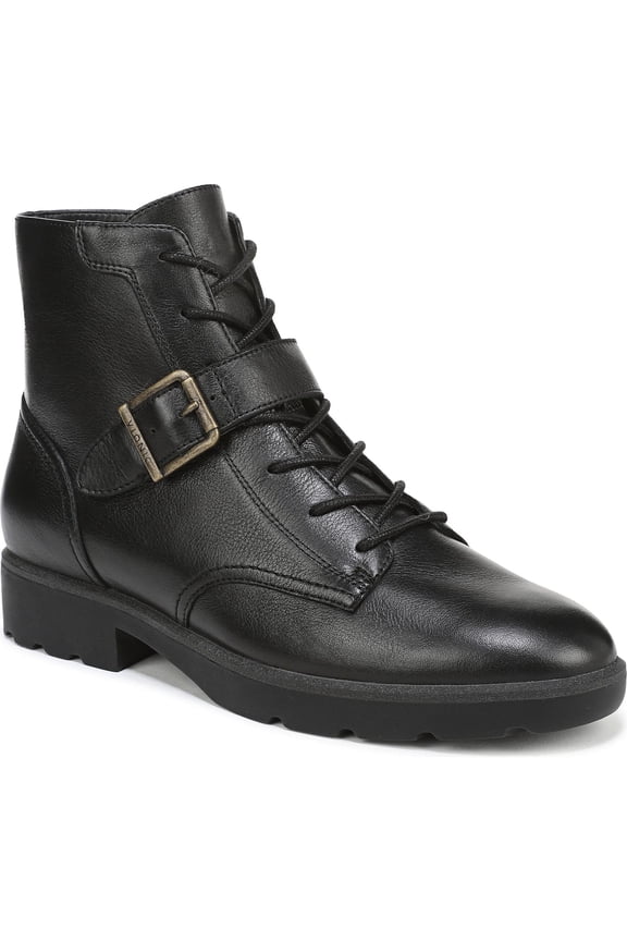 Women's Catina Lace Up Ankle Bootie Black Leather 12M