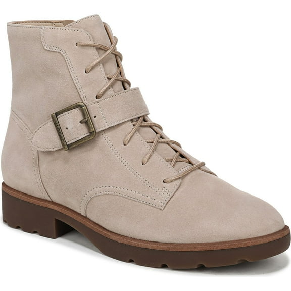 Vionic Women's Catina Lace Up Ankle Bootie Lucid Beige Waxed Suede 6.5W