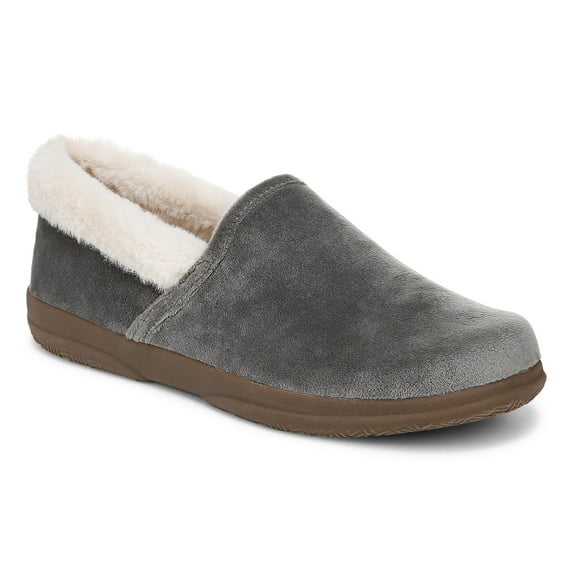Vionic Women's Charcoal Velvet Clare Cozy Collar Slippers 6M