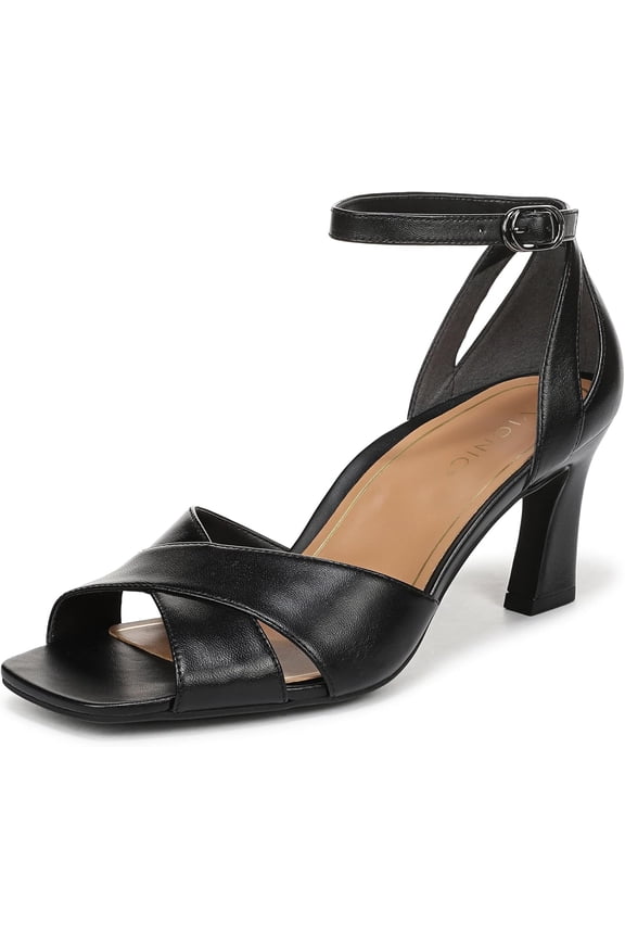 Women's Charmaine Strappy Heel Sandal Black Leather 11M
