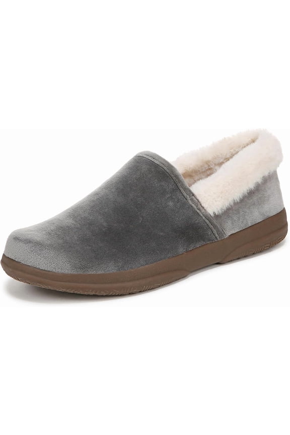 Women's Clare Cozy Collar Slippers Charcoal Velvet 8M
