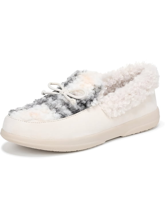 Women's Claribel Orthotic Supportive Slipper Cream Plaid Shearling 5M