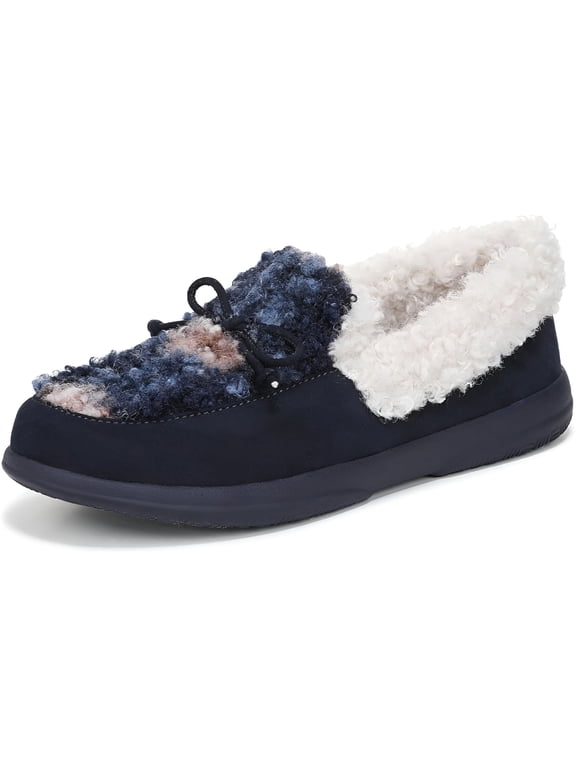 Women's Claribel Orthotic Supportive Slipper Navy Blazer Plaid Shearling 7.5W