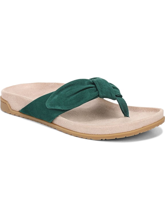 Women's Eva Flip Flop Sandal Posy Green Suede 10M
