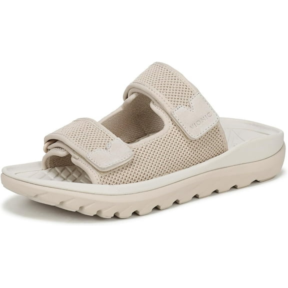 Vionic Women's Hope Rx Recovery Slide Sandal Parchment Metallic Knit/Suede 9M