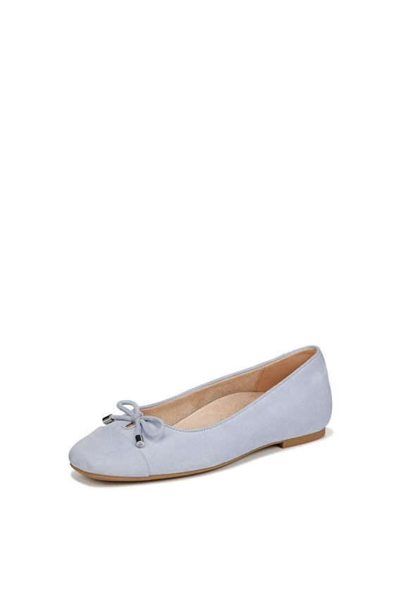 Women's Hyacinth Klara Flat Square Ballet Flat- Supportive Dressy Slip On Comfort Shoes Skyway Blue Suede 8 Medium