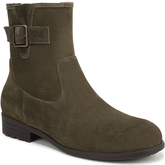 Vionic Women's Jill Zip Short Boot Dark Olive Suede 7.5M