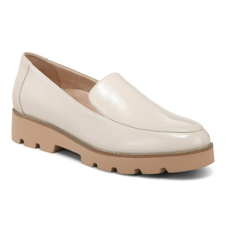 Vionic Women's Kensley Cream Crinkle Patent Loafers 8.5W - Walmart.com