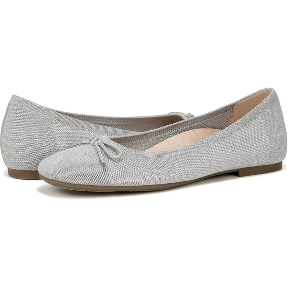 Vionic Women's Klara Ballet Flat Light Grey Silver Knit 6.5W