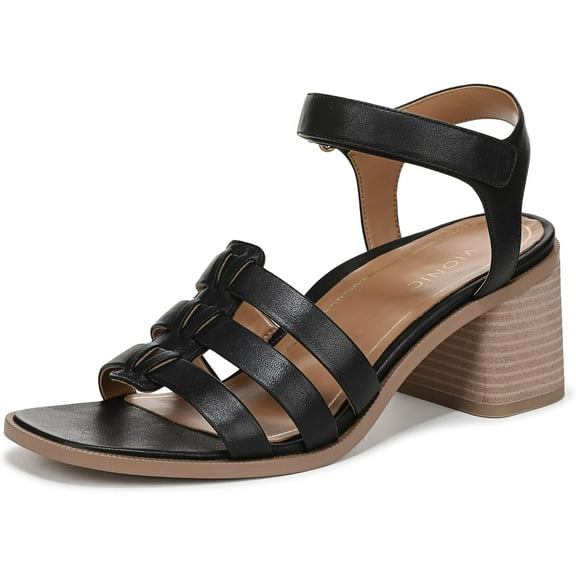 Vionic Women's Maisy Ankle Strap Dress Sandal Black Leather 11M