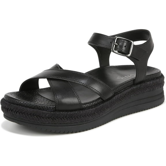 Vionic Women's Mar Ankle Straps Heeled Sandal Black Leather 7M